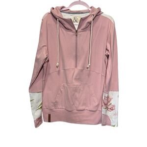 Ampersand Avenue Half Zip Hooded Sweatshirt -Thimbholes Size L